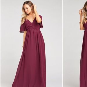 Show Me Your Mumu Emily Maxi Dress Merlot Chiffon